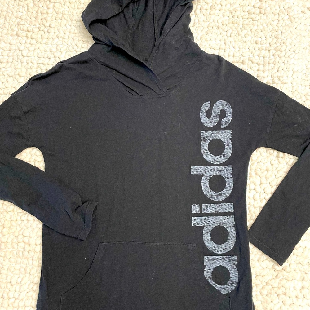Adidas Black pull on hoodie -size Large (14)